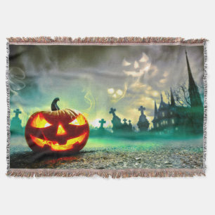 Cobertor Cemitério de Feliz Halloween de SlipperyJoe c