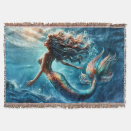 Cobertor Cena de sereia de uma moradora do mar mítica graci