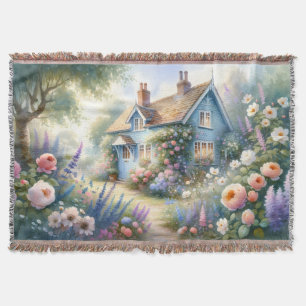 Cobertor Cena Floral Casa Azul Jardim Pastel Cottage