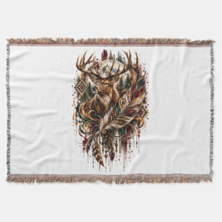 Cobertor Cervo Tribal Boho, Sonhando com Cervo