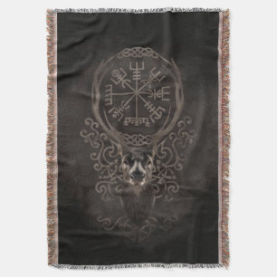 Cobertor Cervos e compasso da navegação de Vegvisir - de