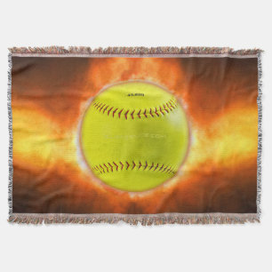 Cobertor Chamas de bola de fogo de softball amarelo do Slip