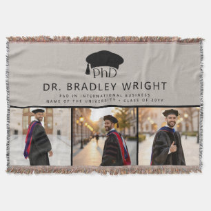 Cobertor Chapéu de Graduação de Doutorado Personalizado PhD