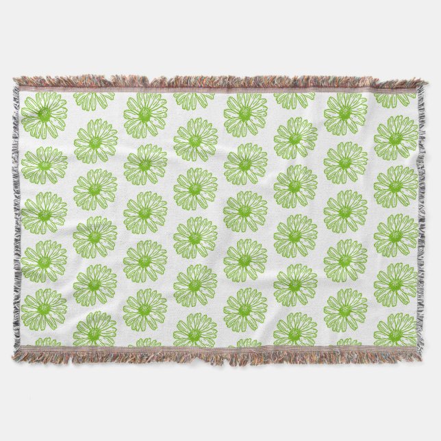 Cobertor Chartreuse Green Daisy Impressão, Hippie Flower Im (Frente)
