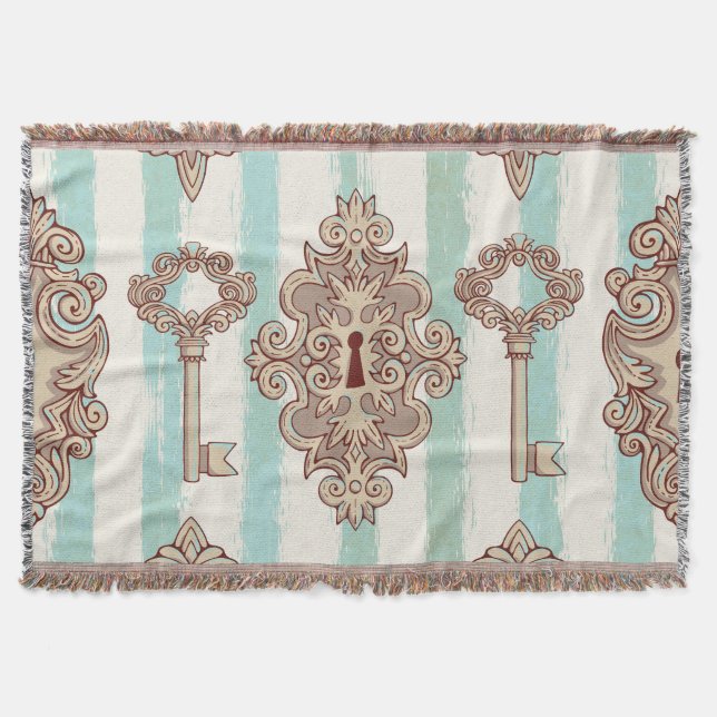 Cobertor Chaves de safra, fechaduras: padrão à mão livre. (Frente)