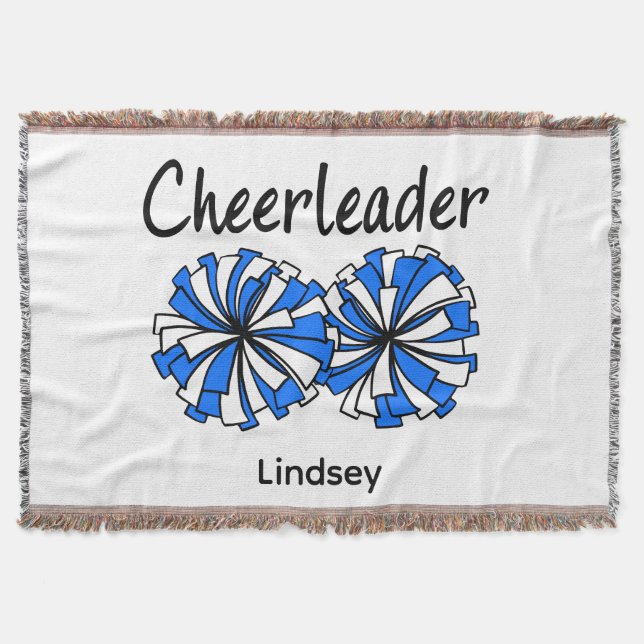 Cobertor Cheerleader com Pom Poms Azul e Branco (Frente)