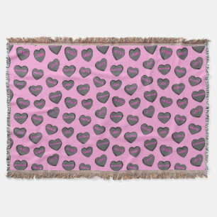 Cobertor Cheio de Corações de Amor Padrão - Rosa preto