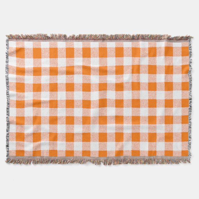 Cobertor cheque laranja gingham (Frente)