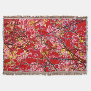 Cobertor Cherry Blossom Red Pink Floral Design