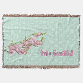 Cobertor Cherry Blossoms Mint Green Pontos Olá Linda!