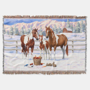 Cobertor Chestnut Pinto Sorrel Paint Quarter Hors Em Neve