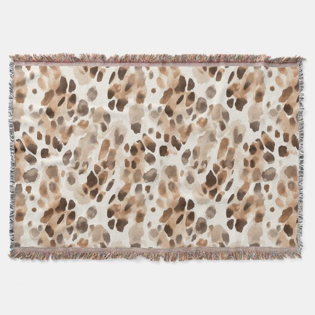 Cobertor Chic Cream Brown Leopardo Impressão Animal (Frente)