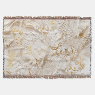 Cobertor Chic, Cremes Elegantes e textura de flor de couro