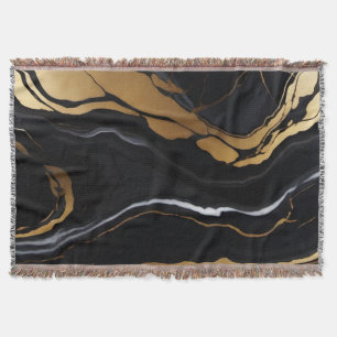 Cobertor Chic Elegante negro ouro amarelo Faux Marble
