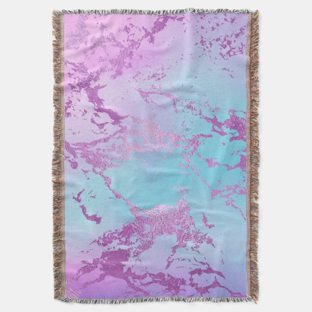 Cobertor Chic Marble | Glitzy Glam Violet Purple Blue Ombro (Frente Vertical)
