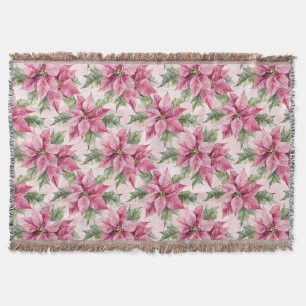Cobertor Chic Pink Poinsettia Flowers Natal