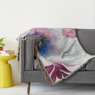 Cobertor Chic Watercolor Burgundy Botânica Texturizada