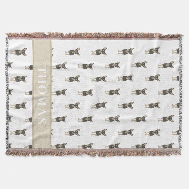 Cobertor Chihuahua personalizado (preto e latão) (Frente)