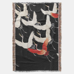 Cobertor Chinoiserie Grou Voador Zen Minimalista Arte Kimon