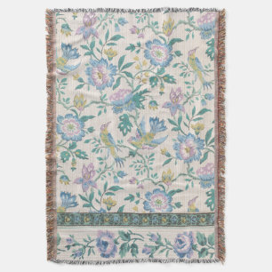 Cobertor Chinoiserie Padrão Floral Pastel Vintage Pássaro