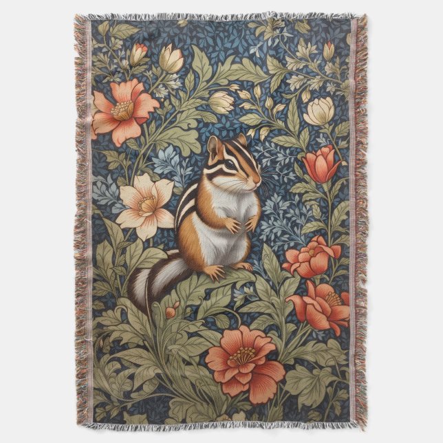 Cobertor Chipmunk Bonito William Morris Inspirou Floral (Frente Vertical)