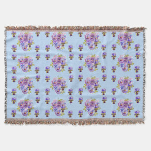 Cobertor Chique Azul Floral Flor Jogar Rug