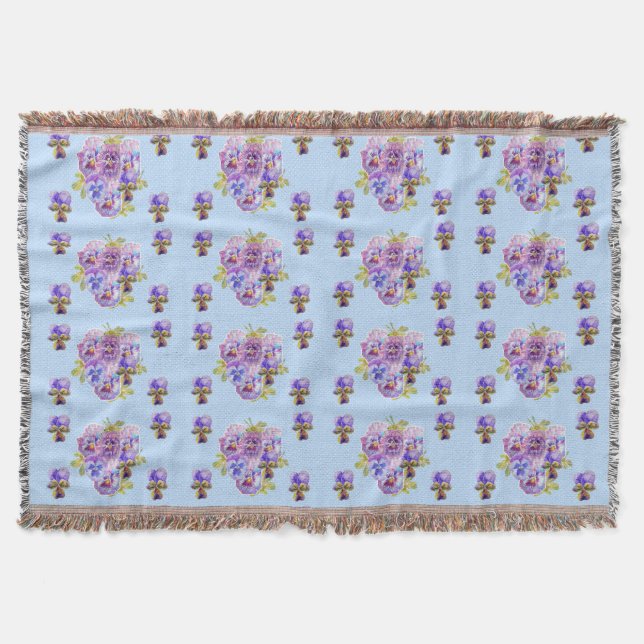 Cobertor Chique Azul Floral Flor Jogar Rug (Frente)