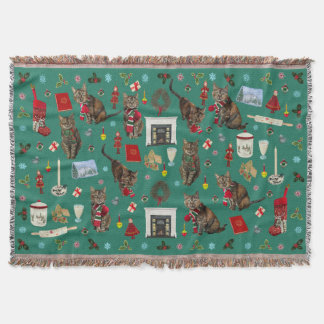 Cobertor Christmas Cat Ornament Throw