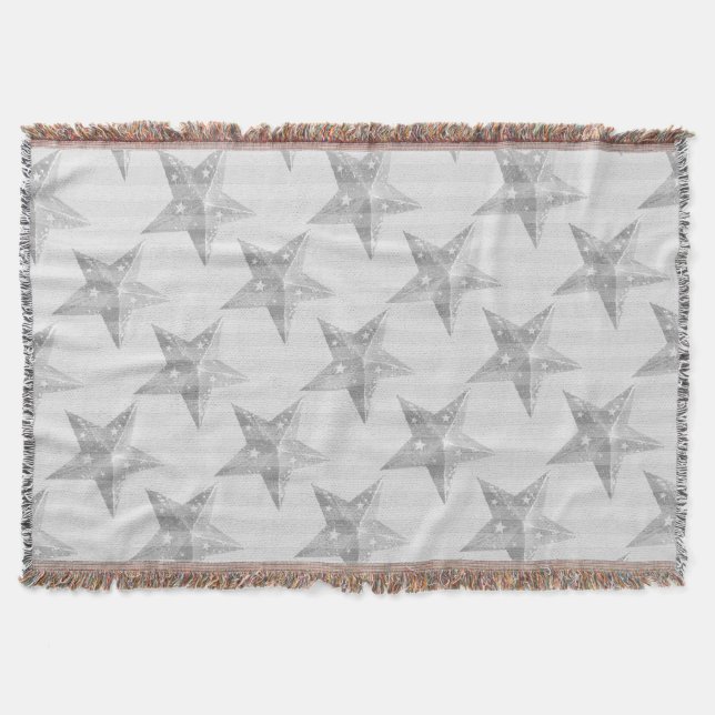 Cobertor Cinza de estrelas e padrão moderno branco (Frente)