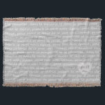 Cobertor Cinza Linen Burlap Olha com votos de Casamento Fra<br><div class="desc">Este cobertor de na moda contém guião de aparência de escrita manual que mostra votos de casamento em francês. Estes são colocados sobre uma design de pincelada de cinza rústica, e um pequeno coração de cinza no canto pode ser personalizado com as iniciais ou monograma do casal de casamento ou...</div>