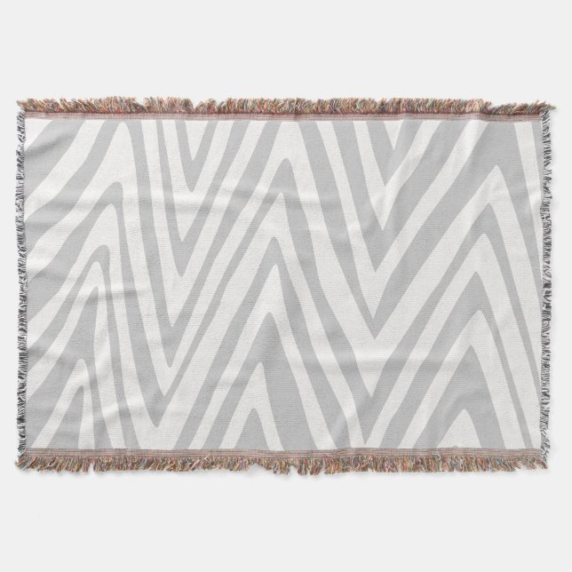 Cobertor Cinza Zig Zag e Padrão Branco (Frente)