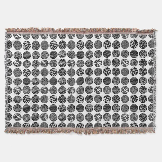 Cobertor Círculos decorativos - Preto e Branco (Frente)