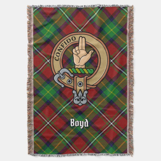 Cobertor Clan Boyd Crest over Tartan (Frente Vertical)