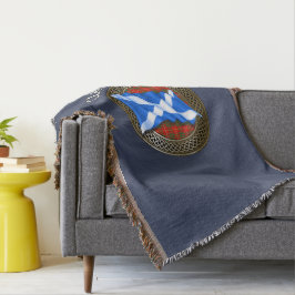 Cobertor Clan Bruce Tartan Knot & Flag