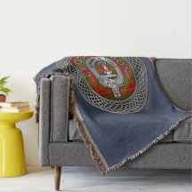 Clan Cameron Crest & Tartan Knot Throw Blanket