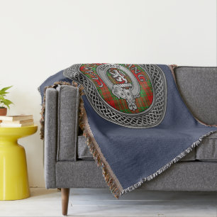 Cobertor Clan Cumming Crest & Tartan Knot Throw Blanket