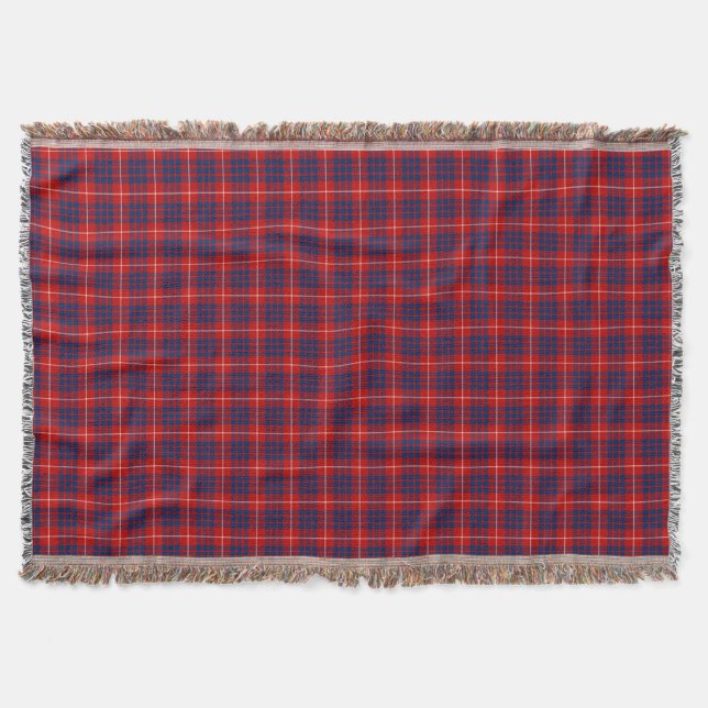 Cobertor Clan Hamilton Bright Blue e Red Scottish Tartan (Frente)