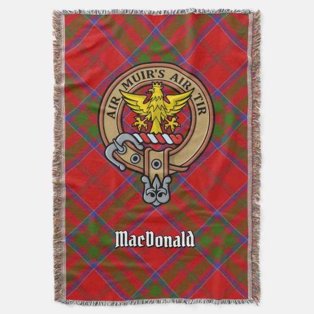 Cobertor Clan MacDonald of Keppoch Crest over Tartan (Frente Vertical)