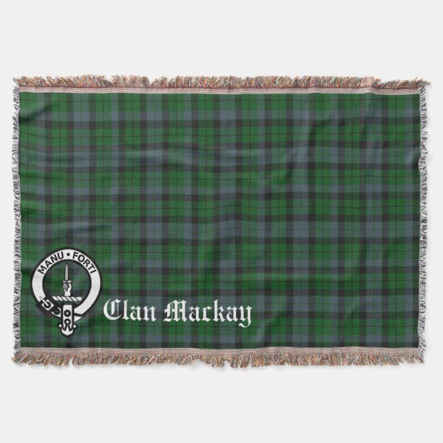 Cobertor Clan Mackay Crest Crachá e Tartan (Frente)