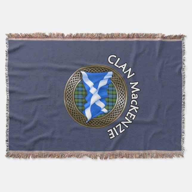 Cobertor Clan MacKenzie Tartan Knot & Flag (Frente)
