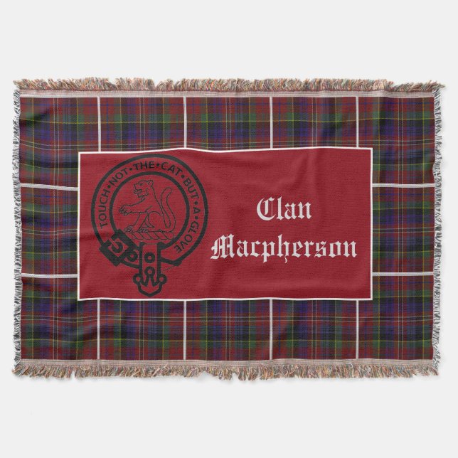Cobertor Clan Macpherson Crest Crachá & Tartan Throw (Frente)