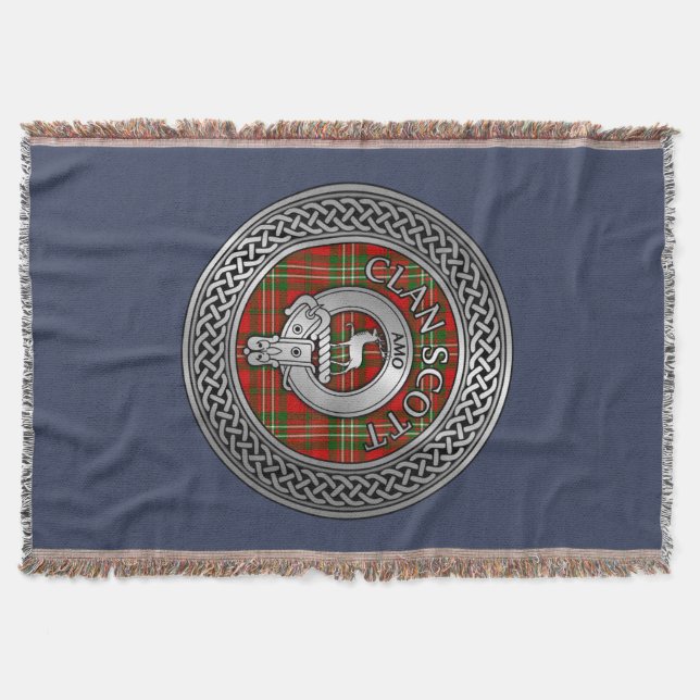 Cobertor Clan Scott Crest & Tartan Knot Throw Blanket (Frente)
