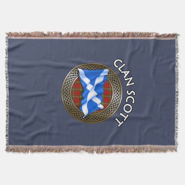 Cobertor Clan Scott Tartan Knot & Flag (Frente)