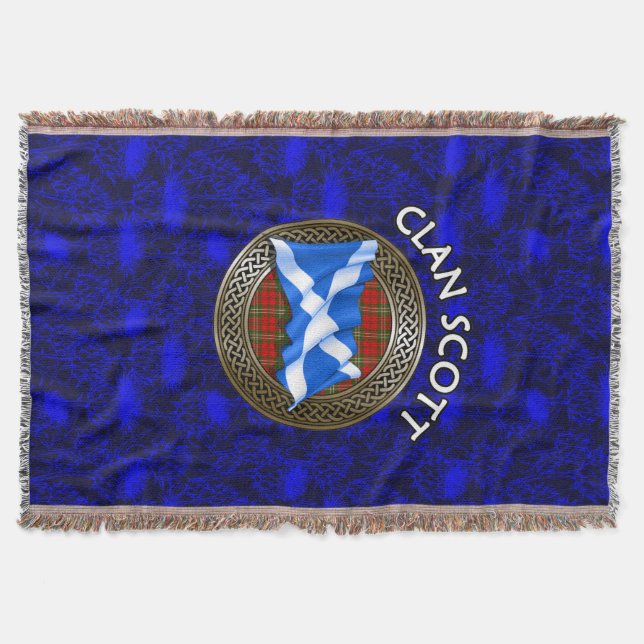 Cobertor Clan Scott Tartan Knot & Flag (Frente)