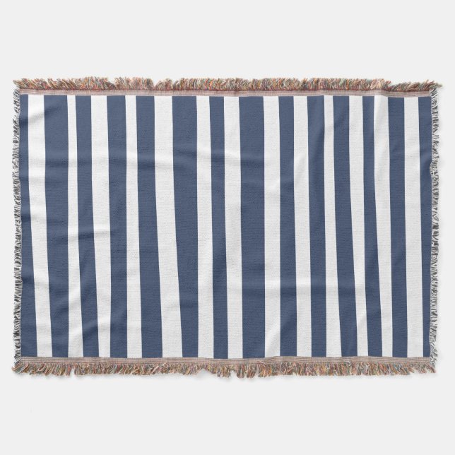 Cobertor Classic Navy Blue Stripes | Timeless Nautical  (Frente)