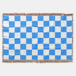 Cobertor Classic White with Bright Blue Square Style