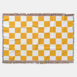 Cobertor Clássico Branco com Estilo de Quadrado Laranja