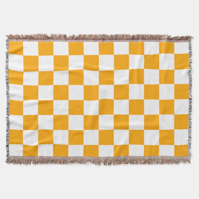 Cobertor Clássico Branco com Estilo de Quadrado Laranja (Frente)