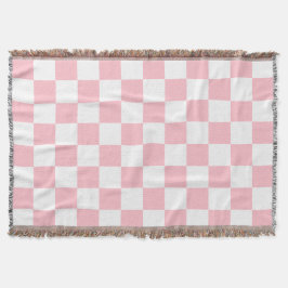Cobertor Clássico Branco com Estilo Quadrado Rosa Claro