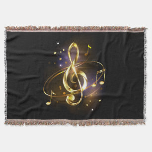 Cobertor Clef de Sol de Música Dourado